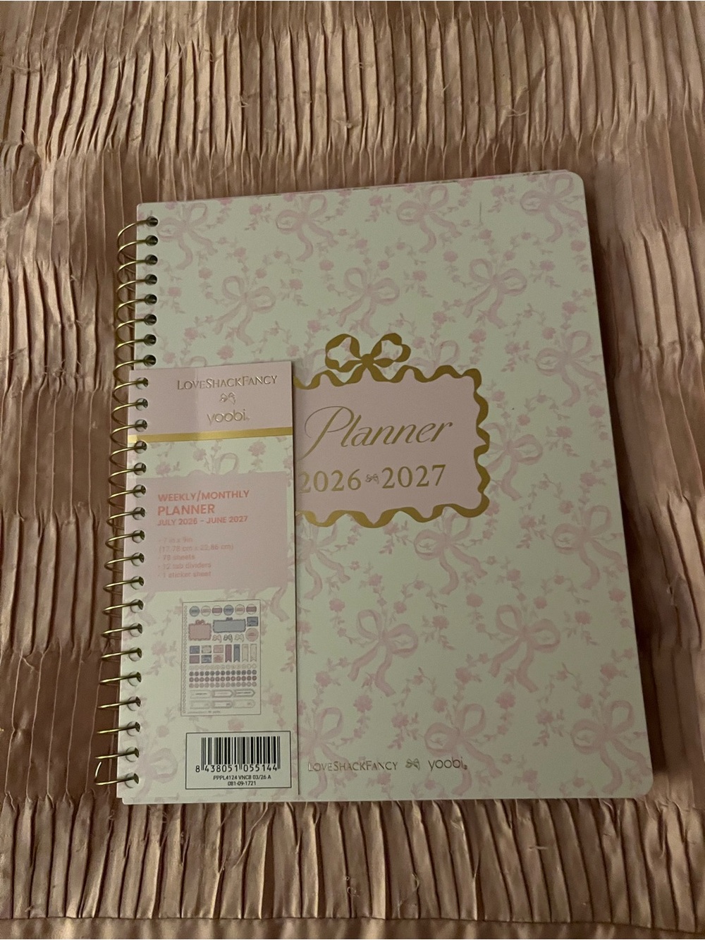 LoveShackFancy x Yoobi 2026-2027 Floral Planner - Pink & Gold